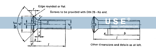 DIN 964 - Slotted Raised countersunk Head Screws